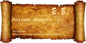 Reizman Beatrix névjegykártya